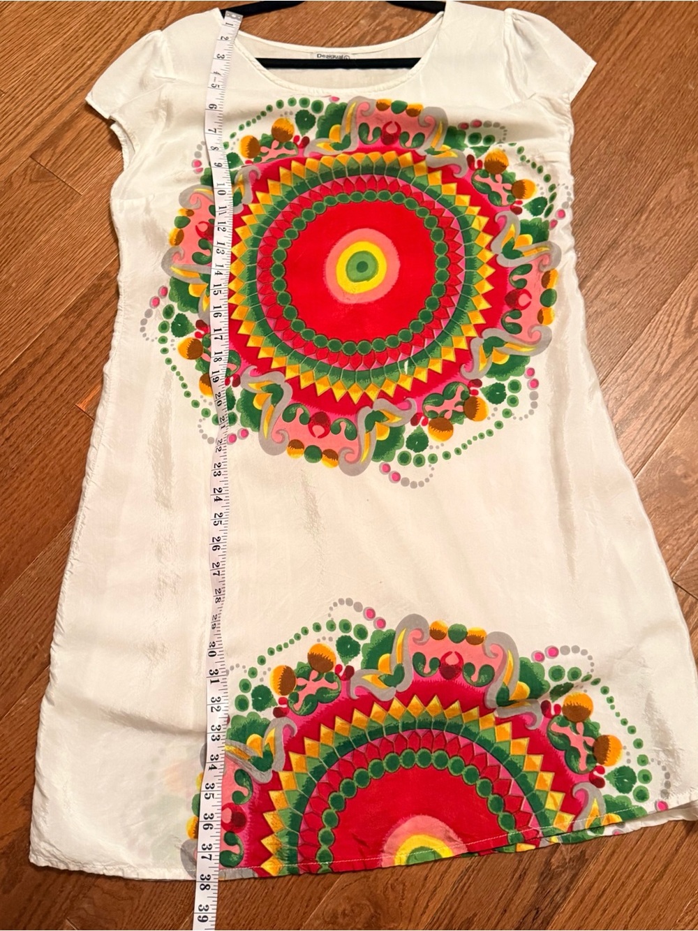 Desigual White Midi Dress with Bright Multicolor Mandalas - Picture 6 of 11